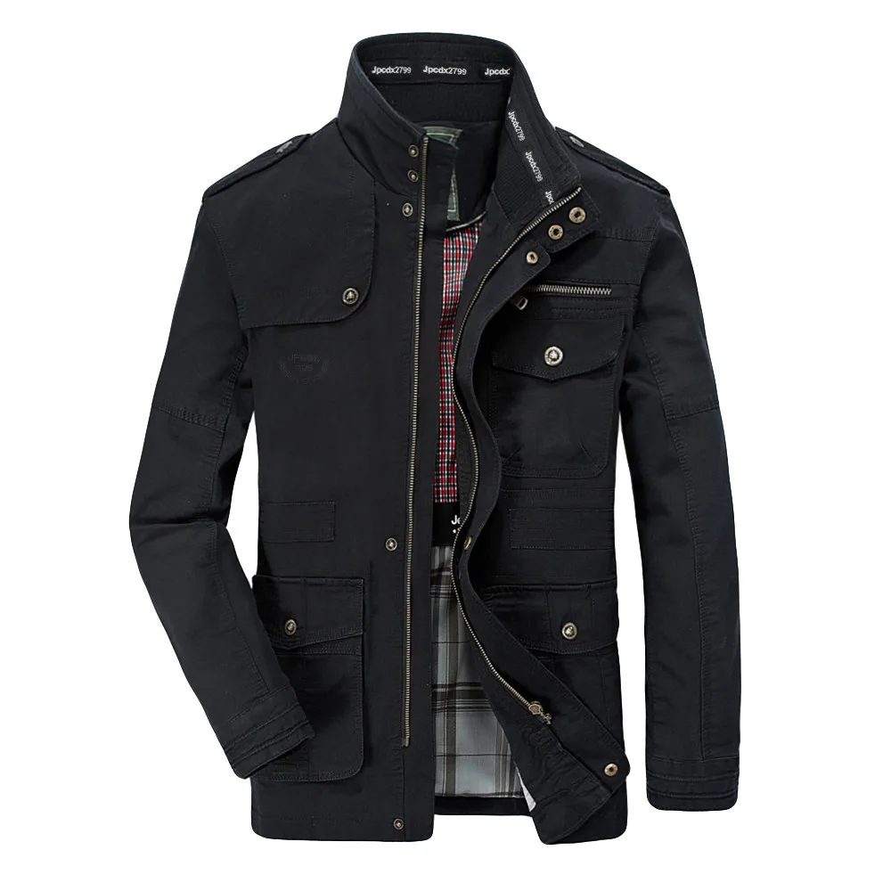 Черный Mens Military Jacket Autumn Soldier Style Army Jackets Male Brand Lazy Men Bomber Jackets Plus Size M-7XL Men's Winter Jack - Цвет: Черный