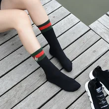 Дизайн, зимние носки, женские хлопковые носки с Пчелкой, рождественские Нескользящие высокие носки