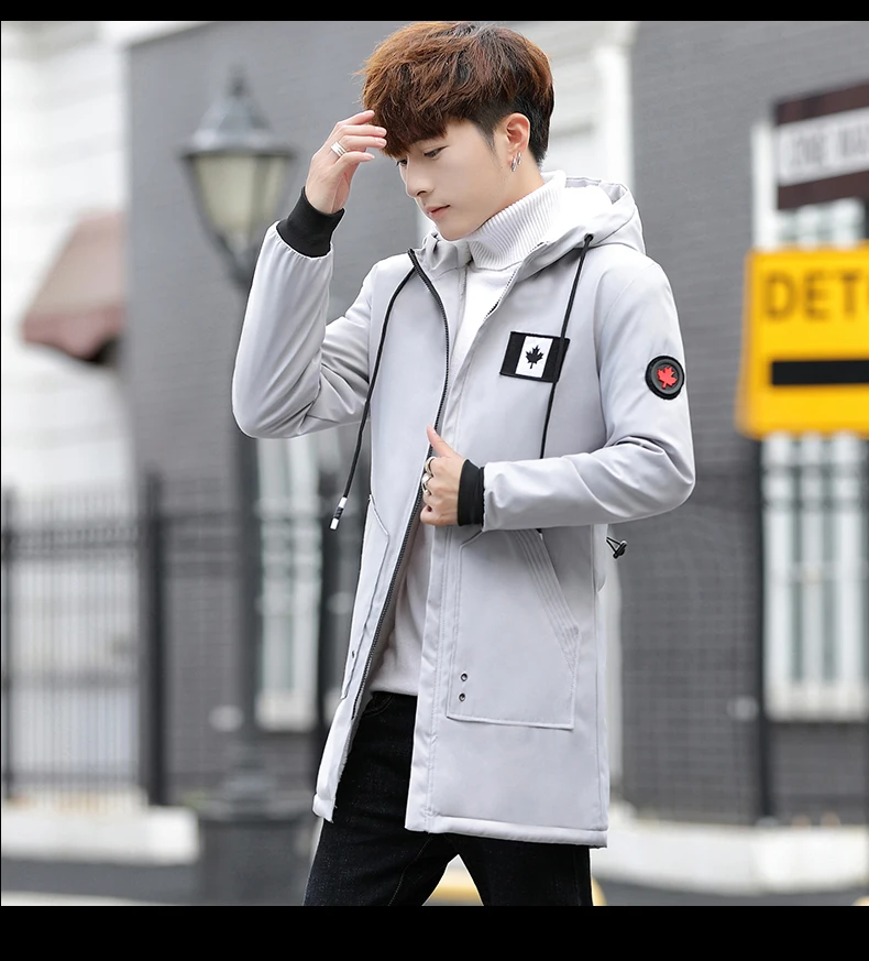 Трендовое плюшевое и утолщенное средней длины пуховое хлопковое Пальто мужское зимнее пальто