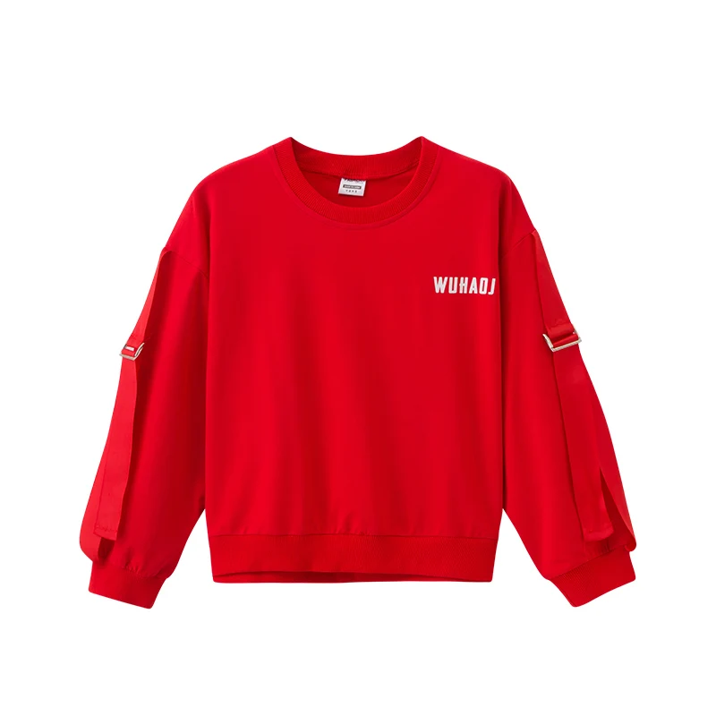 red top Костюмы для бальных танцев для девочек, джаз, хип-хоп, костюмы для сцены, укороченные топы, рубашка, штаны для детей, Современная Одежда для танцев, SL1966 - Color: red top