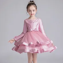Платье для маленьких девочек детская с длинным рукавом Сетчатое платье элегантное платье для девочек одежда принцессы для девочек вечерние свадебные Новогодние костюмы, 3, 8, 12 лет