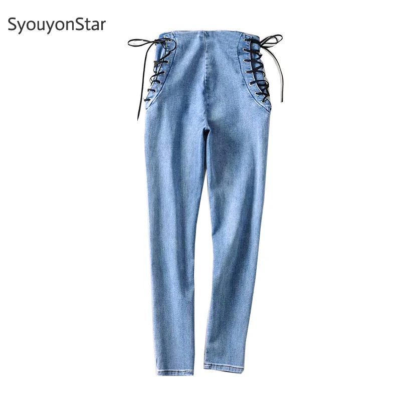 SyouyonStar синие джинсы, женские обтягивающие длинные джинсы, джинсы, Дамские джинсы