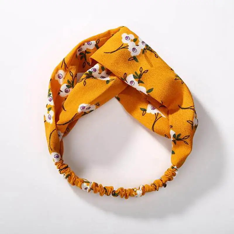 A flower style 9 Повязка на голову с цветочным принтом, эластичная резинка для волос, заколка для волос, женские аксессуары для волос в виде тюрбана Haarbanden Scrunchie - Цвет: A flower style 9