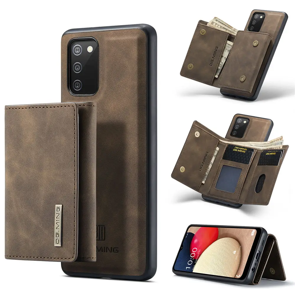 

Luxury Leather Wallet Phone Case For Samsung Galaxy A02S(164.2mm) M02S Case Magnetic Flip Wallet Card Slot Stand Full Cover