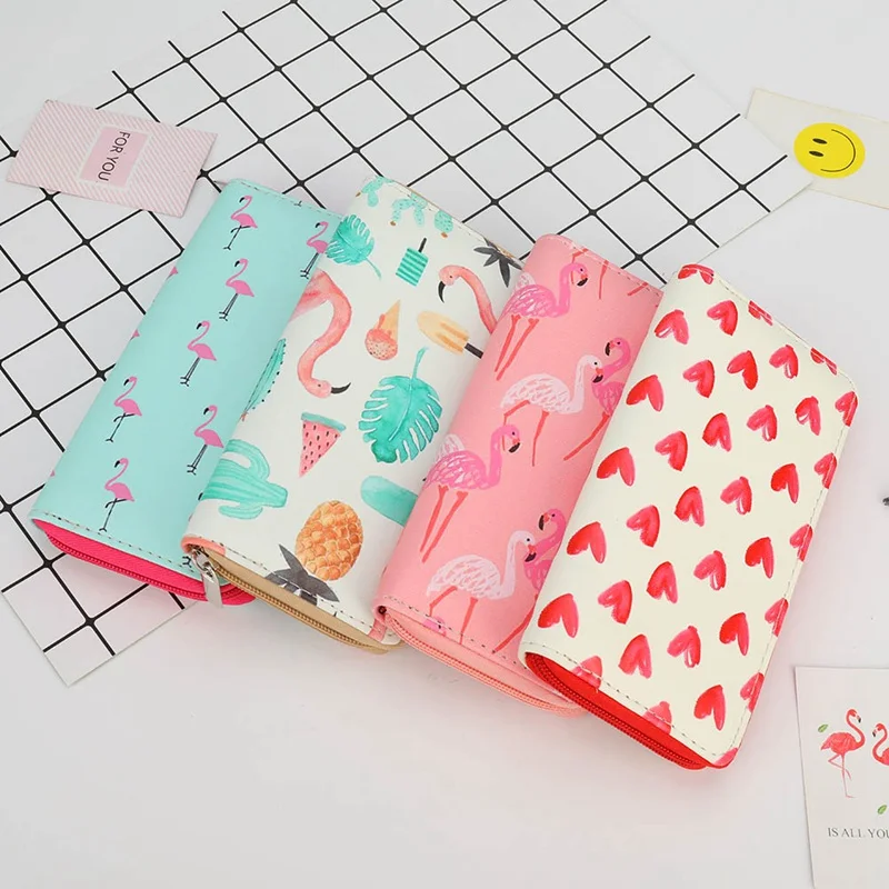 Fashion Woman Wallet Fruit Yellow Animal Pattern Long Wallets White Pink Color Money Bags Cute Pocket Practical Purse