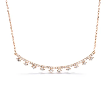 

EDI 14k Rose Gold G/SI 0.47ctw Natural Diamond Smile Design Pendant Tassels Choker Necklace Fine Jewelry Gift For Women