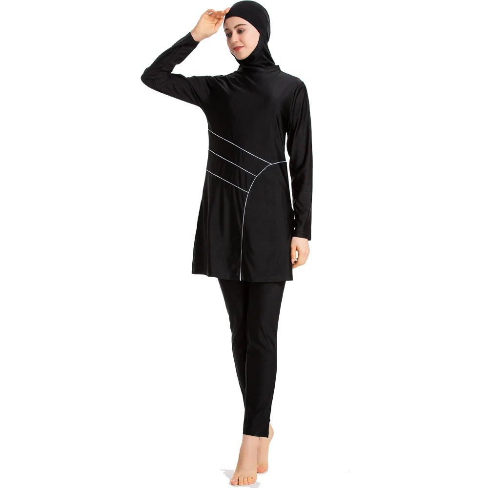 Мусульманский купальник сплошной цвет консервативный Средний Восток мусульманский купальный костюм одежда для плавания для серфинга спортивный женский костюм S-4XL