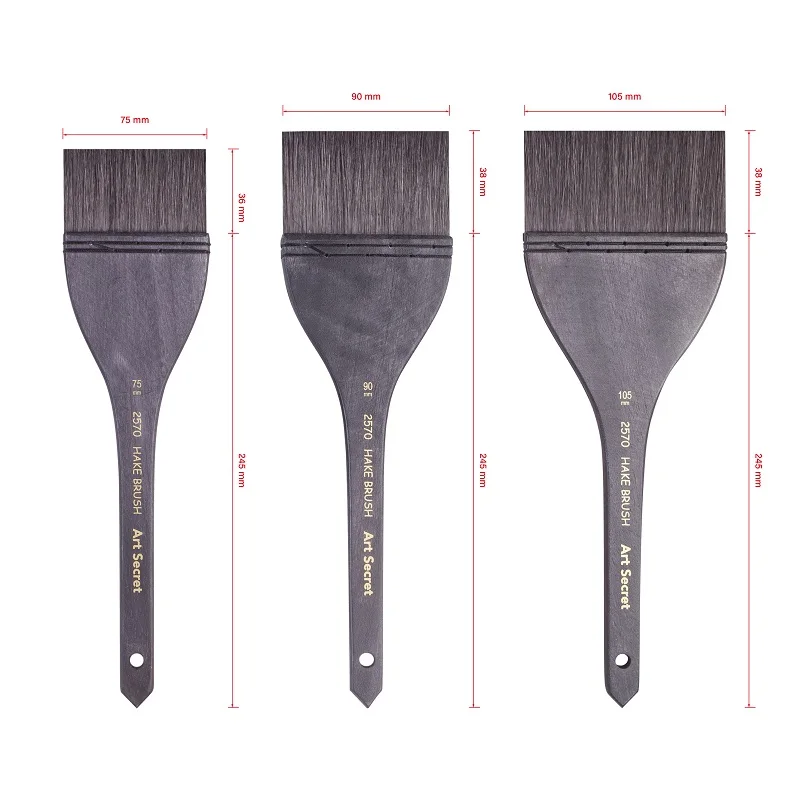 ArtSecret High Quality 2570 Hake Watercolour Brush Gouache Artist Painting Fine Goat Hair Blending for DIY Dyeing Basecoating 3