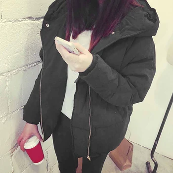 

Fashion Korean Style Women Autumn Winter Jacket Overcoat Solid Thick Warm Hooded Sweet Cotton Padded Clothes S-3XL Down Jacket