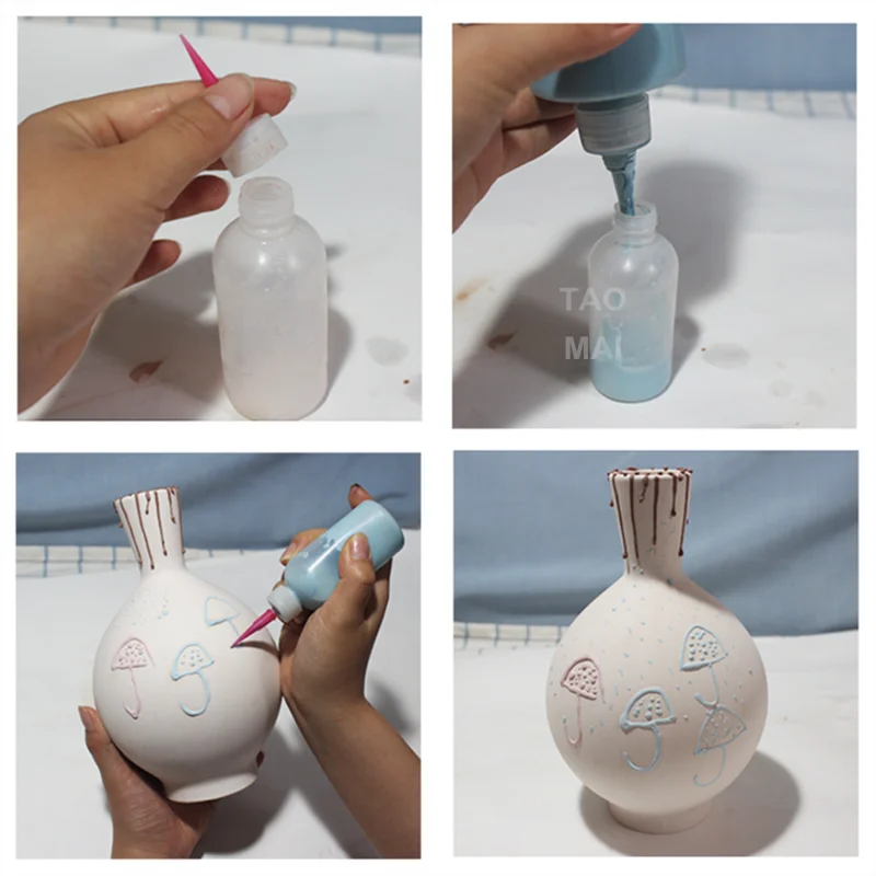 Polymer Clay Tools 50ml Ceramic Art Squeeze Clay Bottle Multi-needle Point Line Texture Effect Creative Decoration DIY Pottery Clay Painting Tool