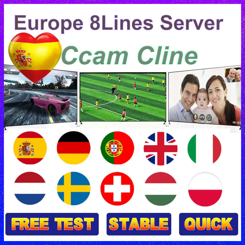 HD DVB-S2 8 lines Clines for 1 Year Europe support Satellite TV Receiver GTmedia V8 Nova V7S V9 Freesat V7 Ccam Spain | Электроника