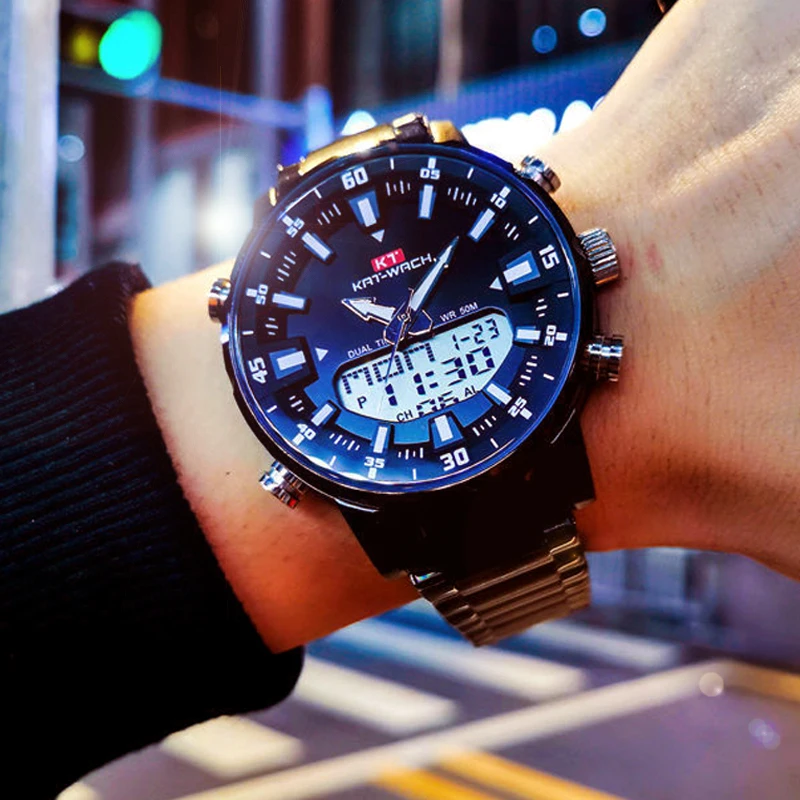 KAT-WACH Watch Male 2021 Sports Digital Watches Men Waterproof Steel Military Quartz Watch For Men Wristwatch Relogio Masculino