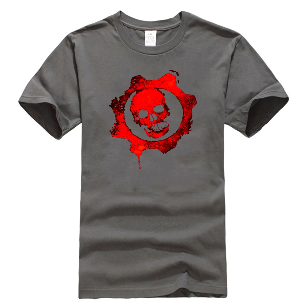 Мужская винтажная футболка с логотипом Gears Of War, цвет: красный, черный, темно-синий, короткие мужские и женские топы в стиле Харадзюку, модная Классическая футболка - Цвет: Темно-серый