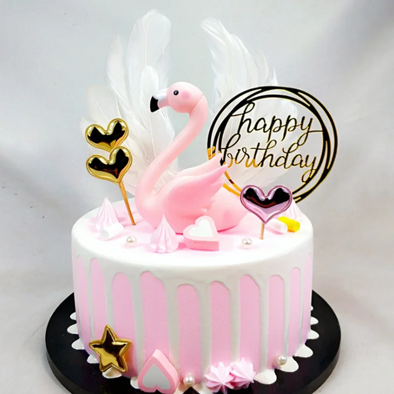 1 шт. Розовый фламинго украшения торта пары Топпер торта День рождения принадлежности Валентина украшения торта