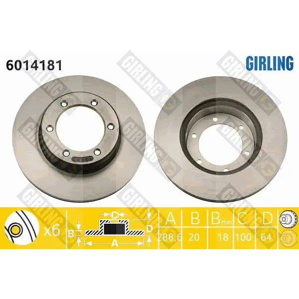 Диск тормозной передний TOYOTA HILUX II GIRLING 6014181