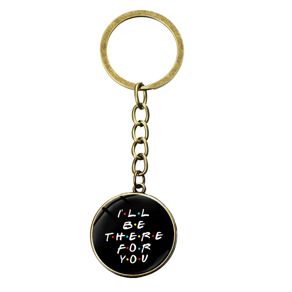 SONGDA Newest Friends TV Show Keychain 25th Anniversary Series Cartoon Fun Pattern Glass Dome Pendant Key Chain for Good Friend