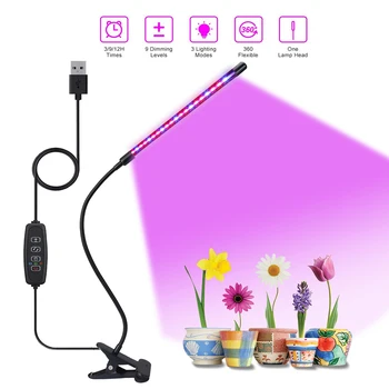 

Grow Light, Plant Light 15W LED 9 Dimmable Levels Plant Grow Lights with Red Blue Spectrum for Indoor Plants 360° Adjustable