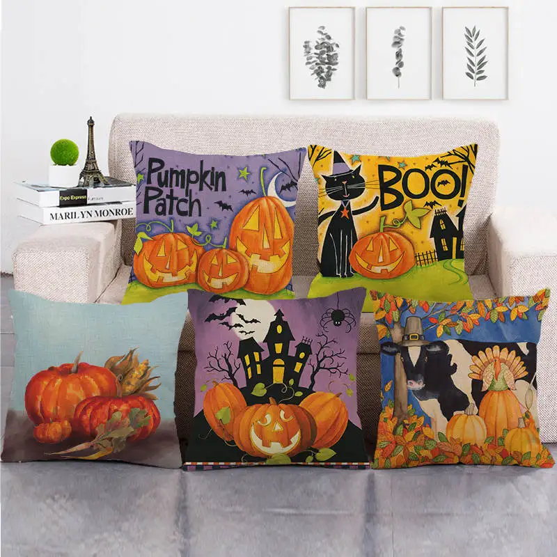 45 см * boo pumpkins дизайн лен/хлопковая подушка для дивана Чехлы диванная крышка