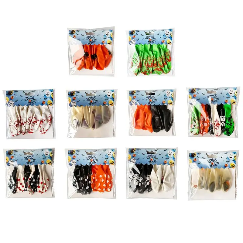 

6Pcs Halloween 12 Inch Latex Balloons Decorations Pumpkin Spider Web Bat Style for Halloween Decorations Party Supplies