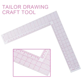 

DIY Tailor Drawing Craft Tool L-shape Plastic Ruler 90 Degree Professional Square Curve Sewing Measure Gauge Ruler 21.5x21.5cm