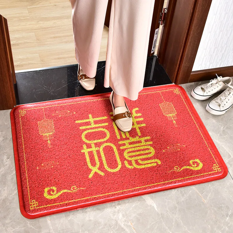 

Door Mat Entrance Door Mat Outdoor Red Festive Entrance Door Mat Household Household Silk Ring Mat Earth Removing