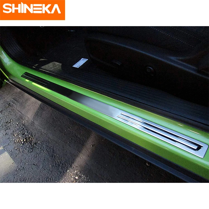 SHINEKA защита на пороги для Dodge Challenger 2009+ Накладка на порог из нержавеющей стали, прикрытие потертостей, защита для Dodge Challenger