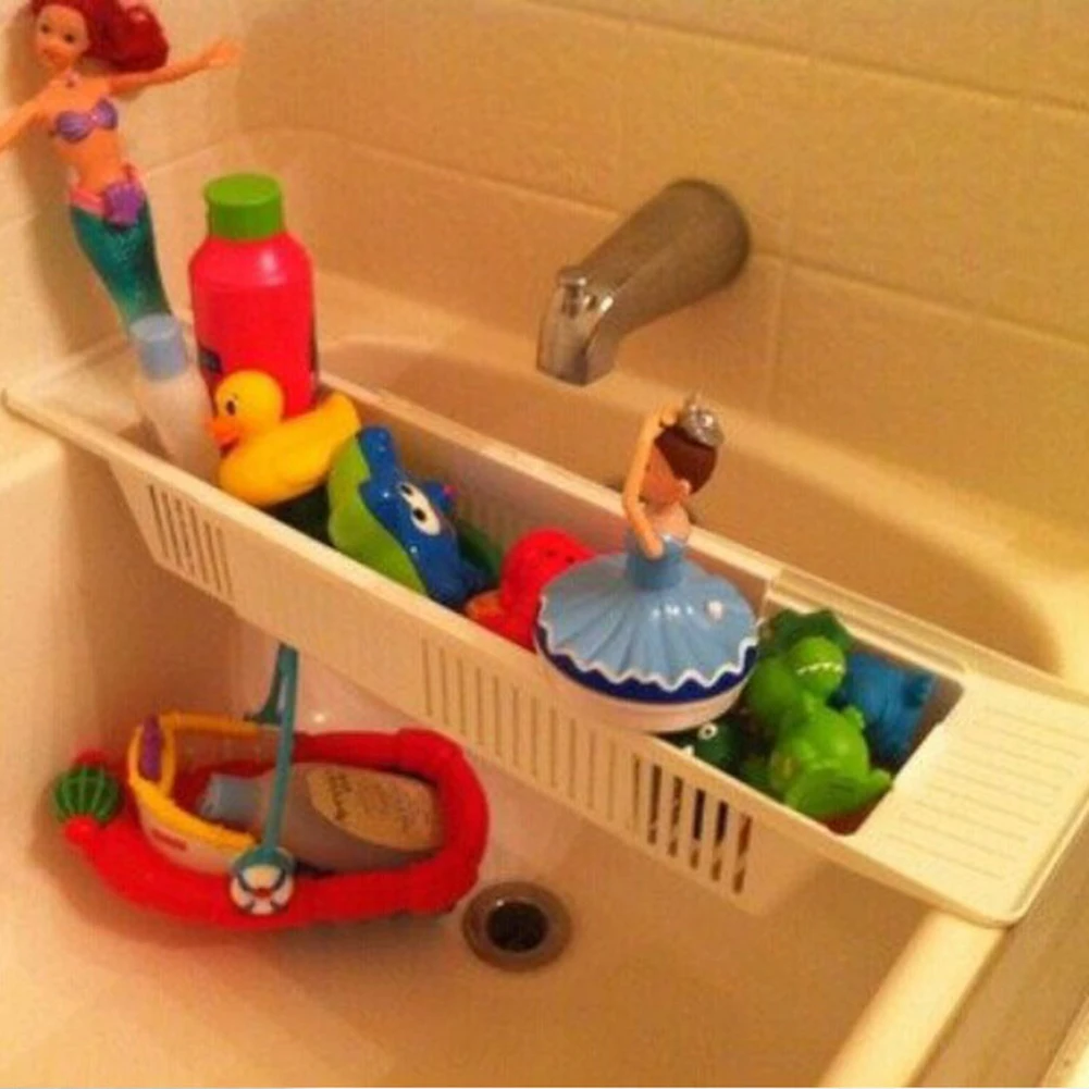 Retractable Multifunction Bathroom Storage Bracket, Bathtub Caddy Tray Basket, Drain Shelf Rack, Bath Toys Organizer