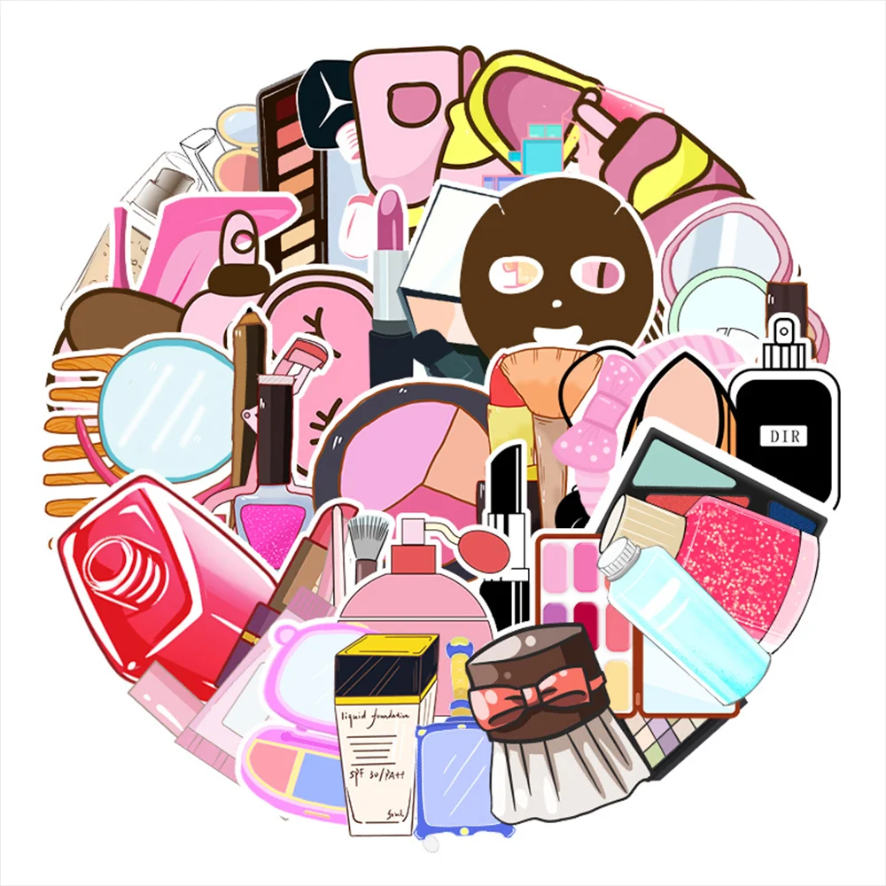 

51pcs Vsco Small Fresh Cosmetics Design Scrapbooking Stickers for Laptop Car Helmet Luggage Motorcycle Adesivos Pink Sticker