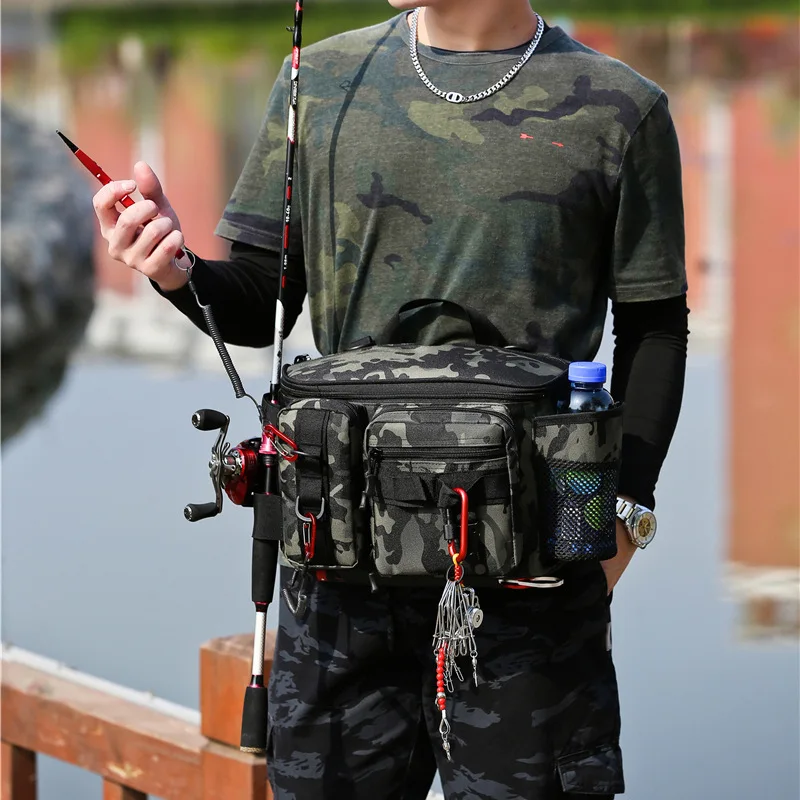 Men's Fishing Waist Bag Sling Chest Crossbody Fishing Lure Backpack