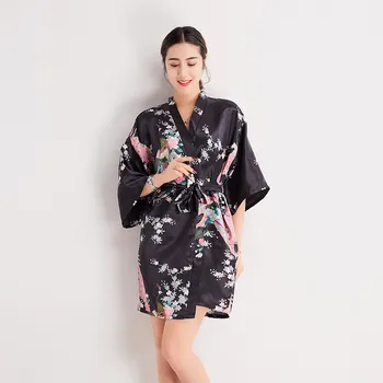

Half Sleeve Nightgown Home Wear Women Kimono Bathrobe Gown Sexy Bride Brisesmaid Wedding Robe Loose Sleepwear Nightwear