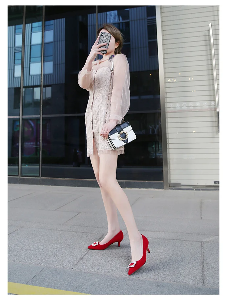 Rocwickline New Summer and Autumn Women's Super high heels Classics Fashion Mature retro Slip-On Pointed Toe Thin Heels Novelty