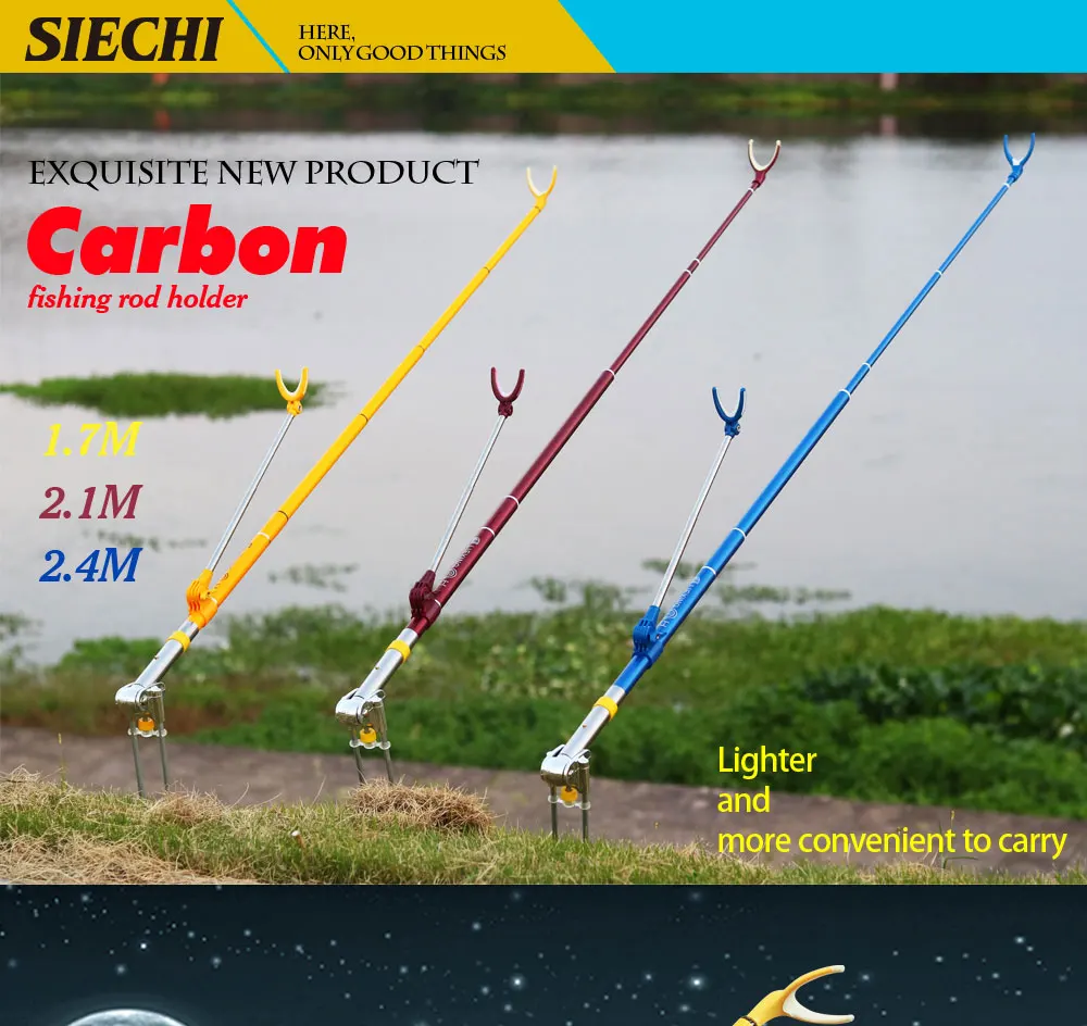 NEW Fish Rod Stand Bracket Angle Adjustable Carbon Fishing Rods Holder 1.7M 2.1M 2.4MTelescoping Fishing Tool Hand Rod Holder