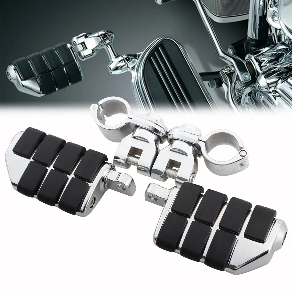 Motorcycle Foot Pegs Clevis Clamp Mount Footrests Pedals For Harley
