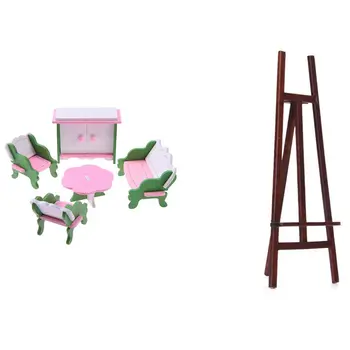 

1:12 Doll House Miniature Artist Easel with 2 Paintings Pictures with 1 Set Baby Wooden Dollhouse Furniture 11
