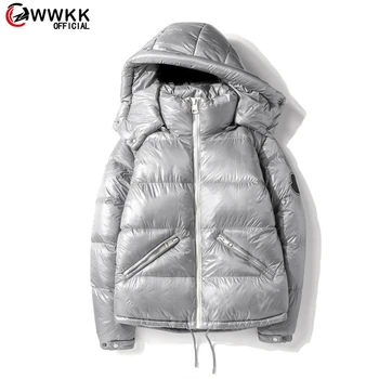 

2020 Winter Glossy Down Jacket Men Thick Warm Ultralight 90% White Duck Down Coat Male Hooded Park Mens Clothing Casual Outwear