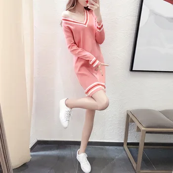 

French women elegant Dress Woman 2020 Season Sweet Joker Long Sleeve V Lead Rendering vestidos spring dress