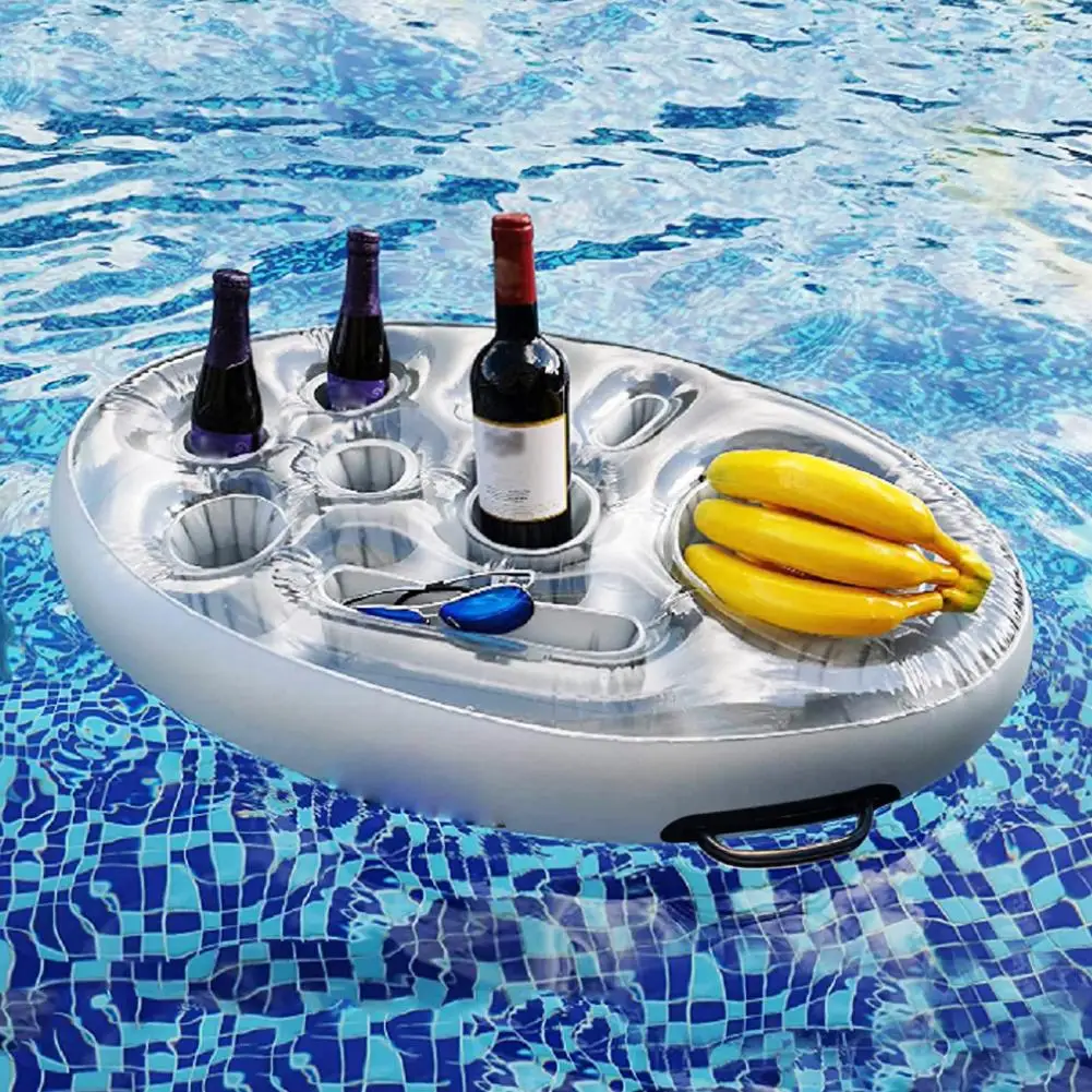 Inflatable Floating Drink Holder Floating Cup Holder 27.5 x 19.6 inch Large  Capacity Refreshment Table Tray with Handle for Pools Hot Tub Beach Party  Outdoor Pool Party Supplies 