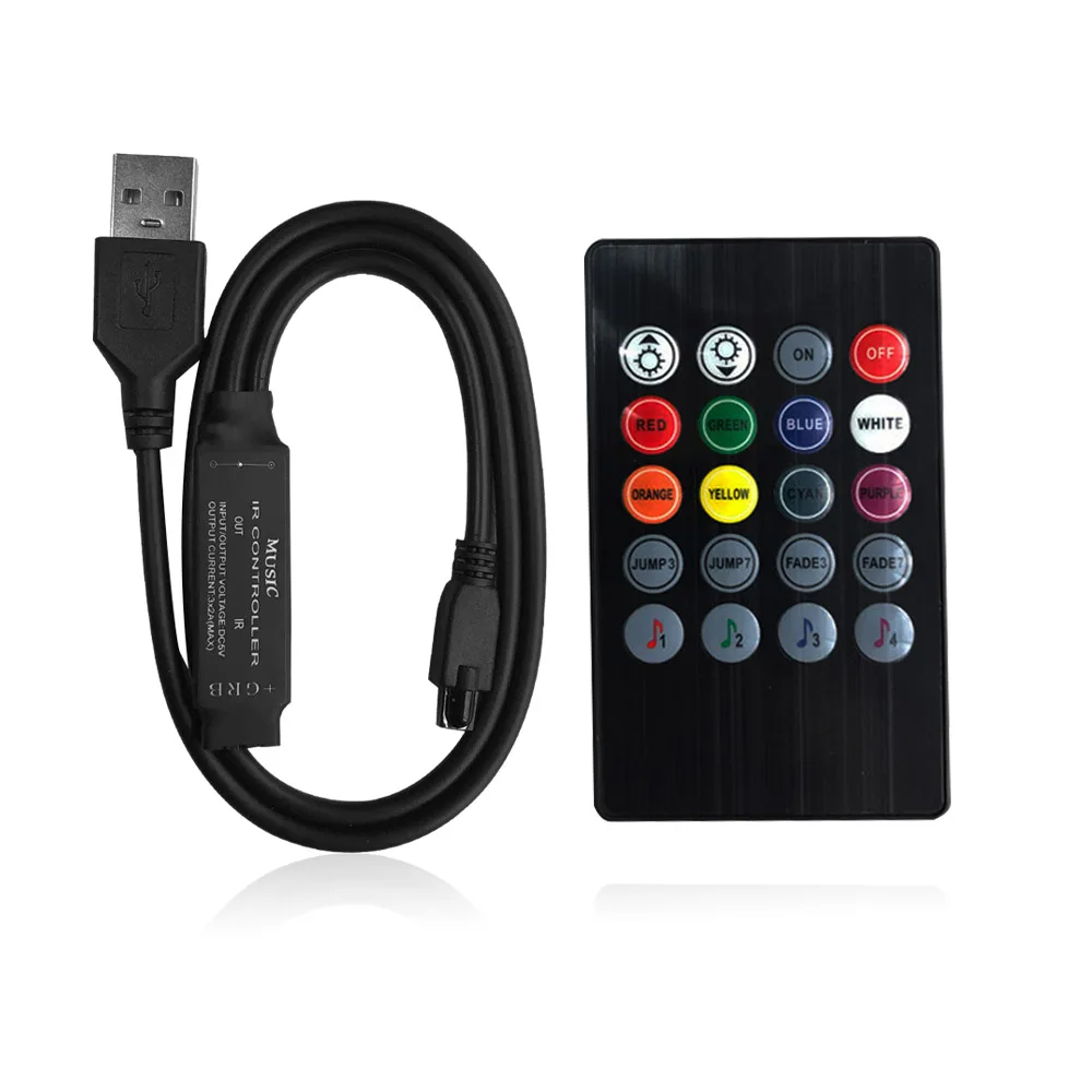 USB RGB контроллер DC5V музыкальный контроллер Мини 20 клавиш ИК пульт дистанционного управления 6A для DC5V 5050 3528 RGB ленточный светильник