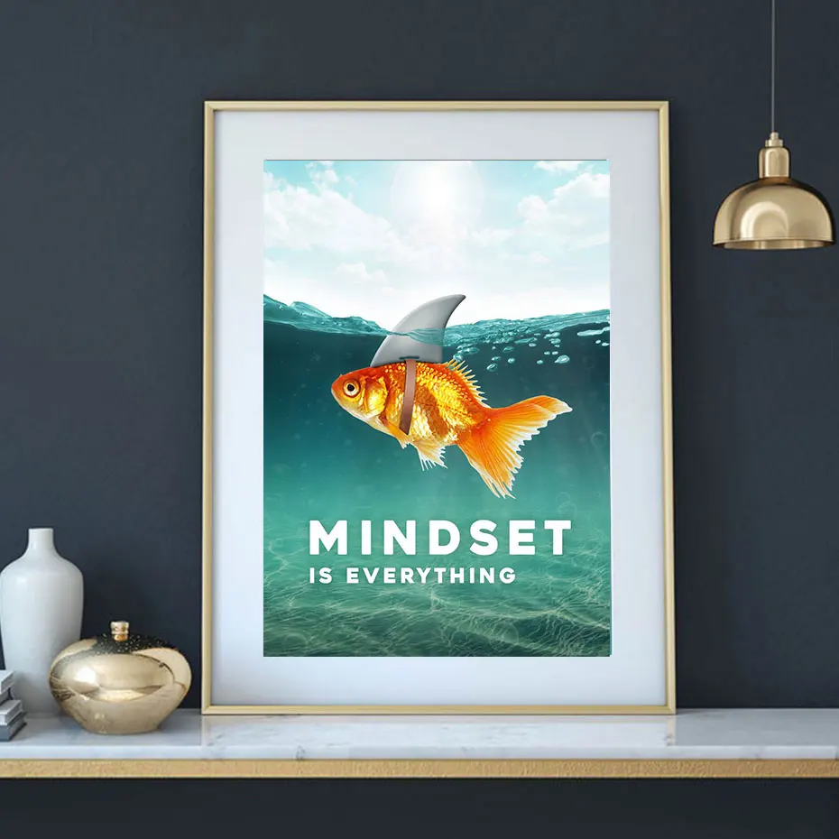 Motivational Quote Posters And Prints Golden Fish Mindset is Everything