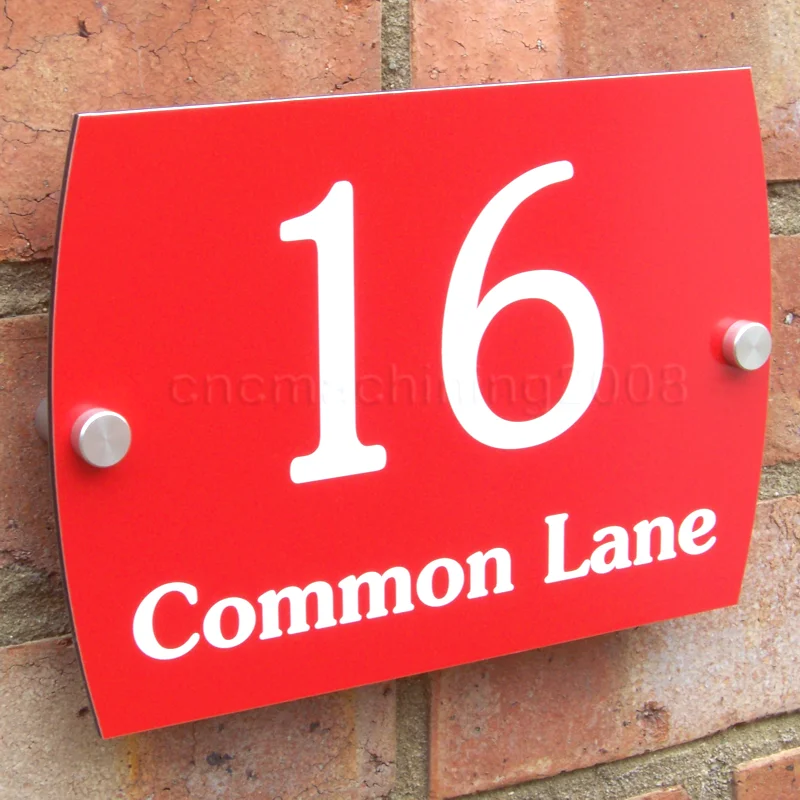 Red 02 Customize House Door Number Plaque Wall Gate Sign Name Plate Glass Acrylic Aluminium - Цвет: Red 02