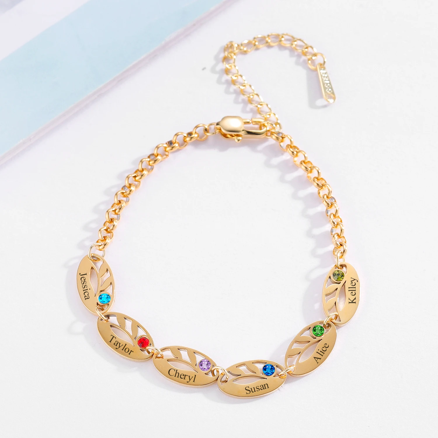 Birthstone Mother's Day Bracelet With Children's Names
