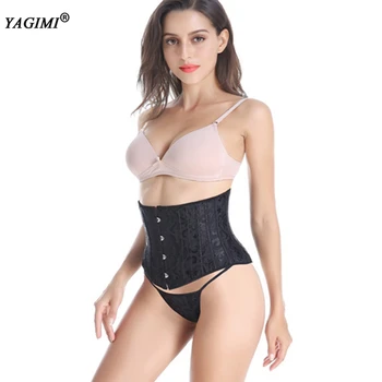 

YAGIMI Women High Waist Trainer Corset Top Gothic Steampunk Bustier 24 Steel Boned Body Shaper Tummy Control Butt Lifter Fajas