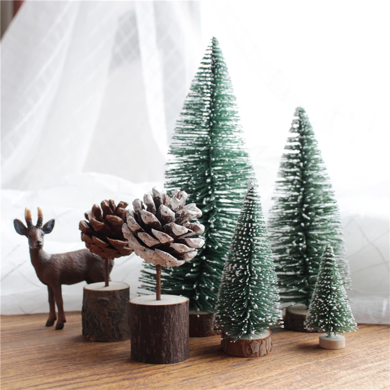 

Mini Christmas Tree DIY Home Desktop Window Ornaments Snow Frost Pine Tree Decoration Accessories Modern Children Christmas Gift