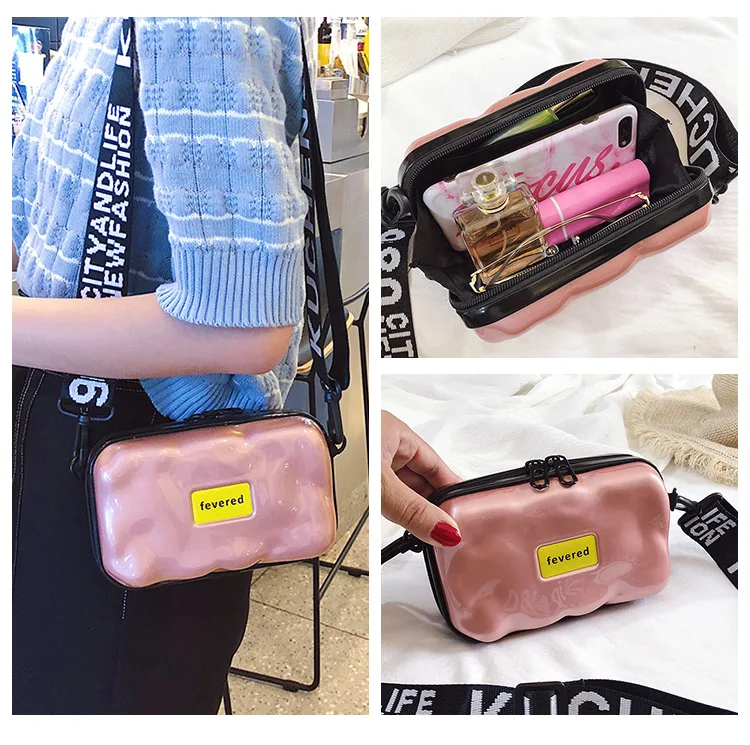 

2019 new hard-shell small box irregular international-style cookie box single-shoulder oblique box