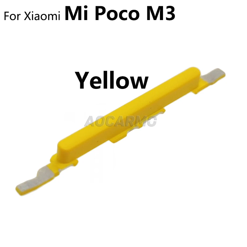 Aocarmo For Xiaomi POCO M3 Side Buttons Power On/Off Volume Up Down Switch Key Replacement Part
