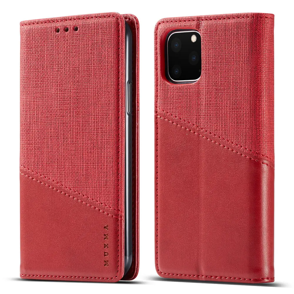 Red Чехол с блокировкой RFID для iPhone 11 Max Pro X Xs Max XR 8 7 6 6s Plus кожаный чехол-бумажник с откидной крышкой для телефона с отделениями для карт - Цвет: Red