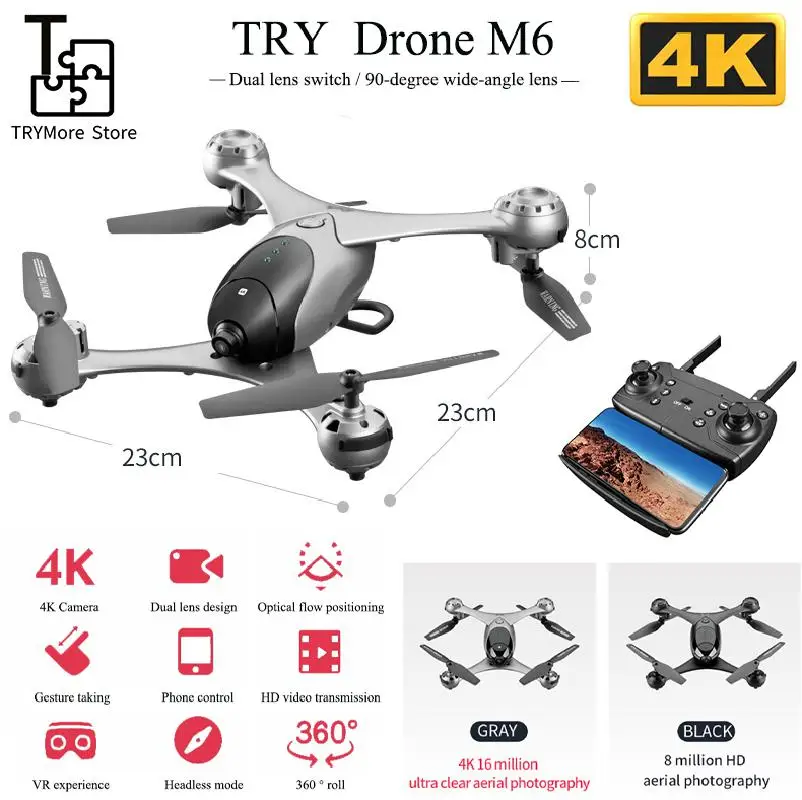 

Smrc M6 Optical Flow Positioning Dual Lens 4k High Definition Aerial Photography Uav Aerial Photograph Rc Quadcopter Toy