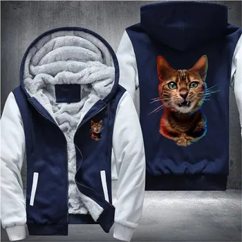 

Bengal Cat Mens Winter Hoodies Male 2020 Harajuku Casual Sweatshirts Hooded Zipper Warm Sportswear Thicken Warm Outwear Tops