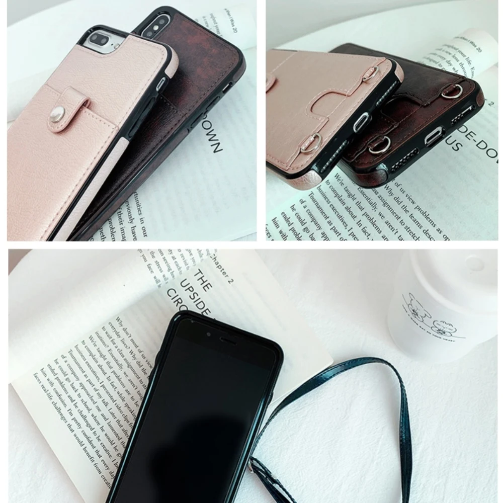 Чехол для телефона через плечо iphone 12 mini 11 pro Xs max XR 7 8 6s plus чехол кошелек карт с