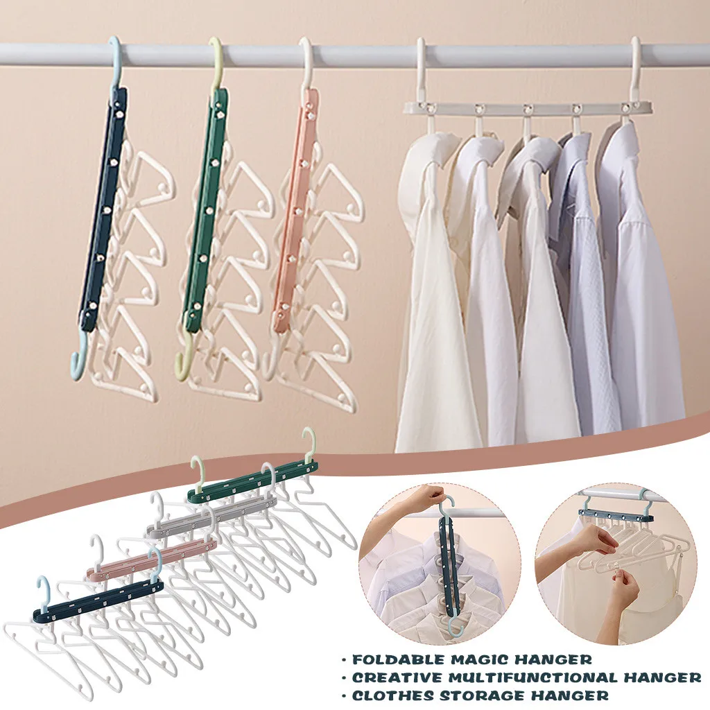 

Household folding multifunctional multi-layer magic hanger wardrobe storage artifact bedroom shelf clothes hanger space saving